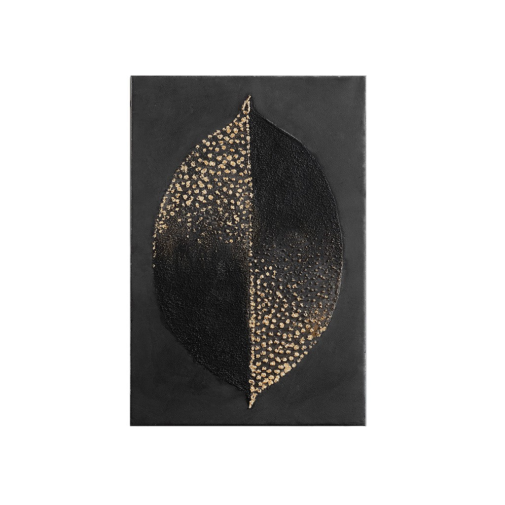 Charcoal Leaf Heavy Textured Canvas with Gold Foil Embellishment