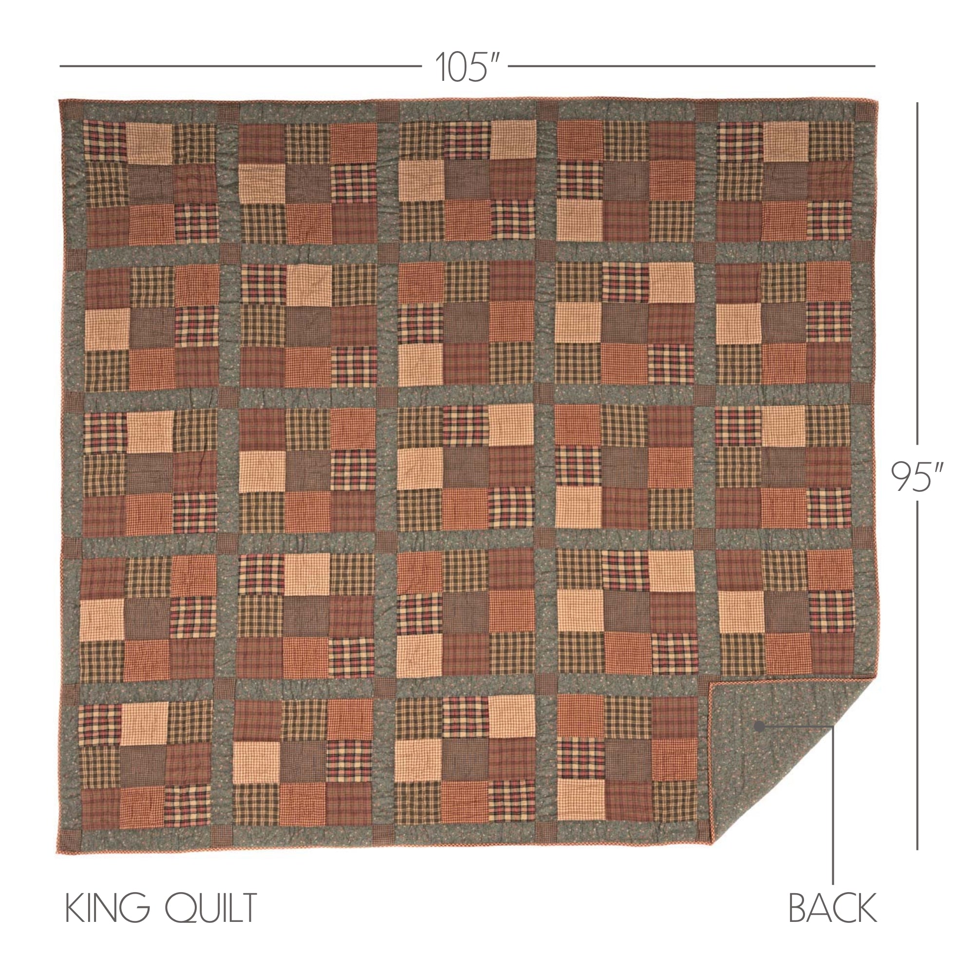 Crosswoods King Quilt 105Wx95L