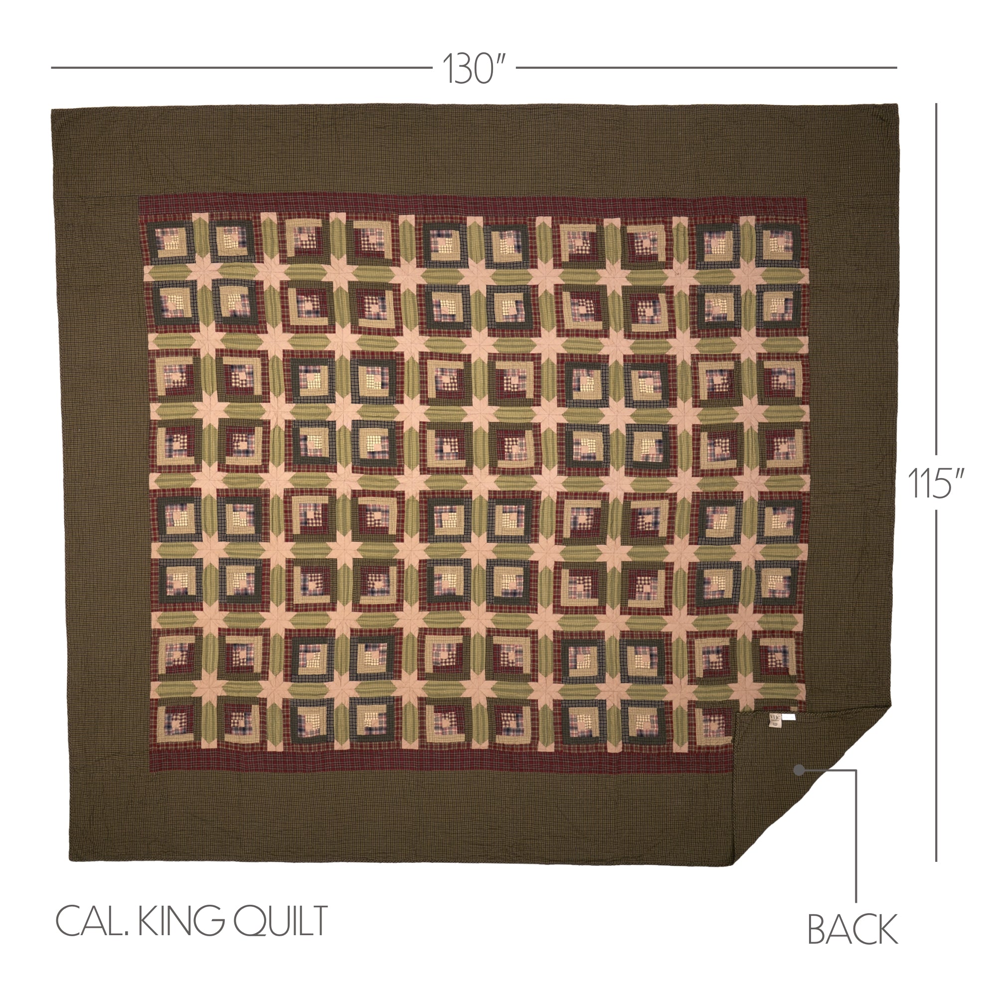 Tea Cabin California King Quilt 130Wx115L