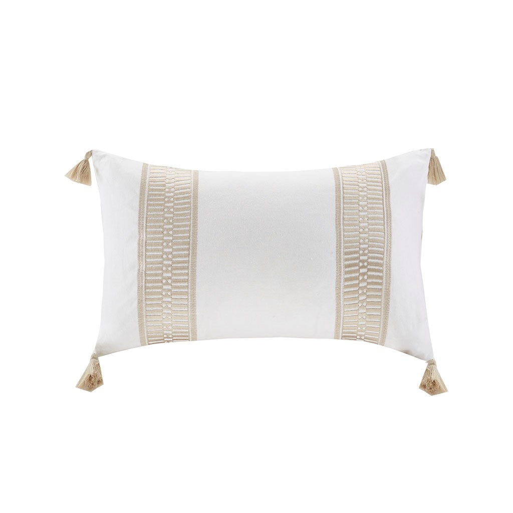 Anslee Embroidered Cotton Oblong Decorative Pillow