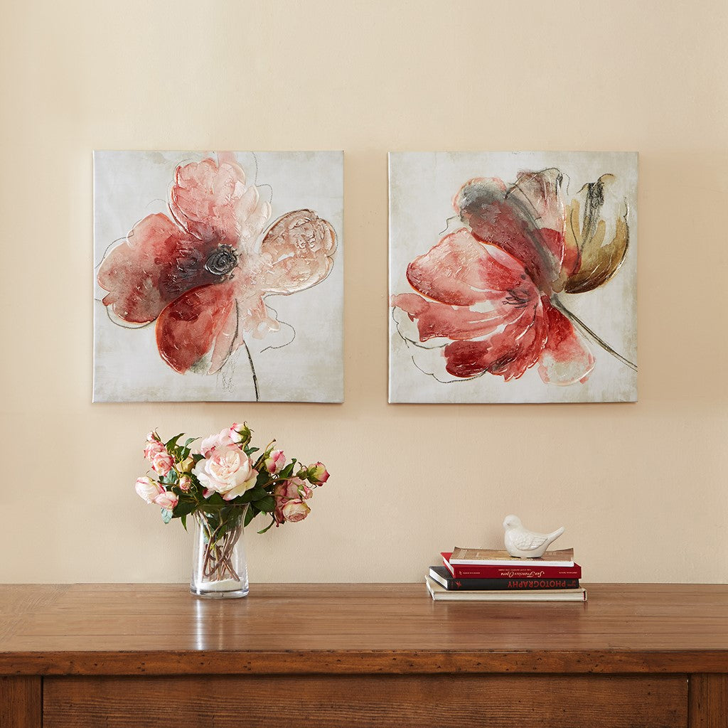 Lovely Blooms Hand Embellished Canvas 2 Piece Set