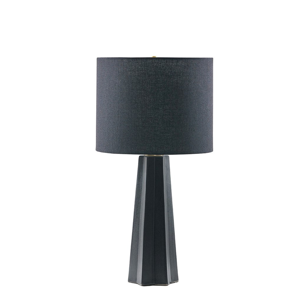 Athena Ceramic Ribbed Black Table Lamp