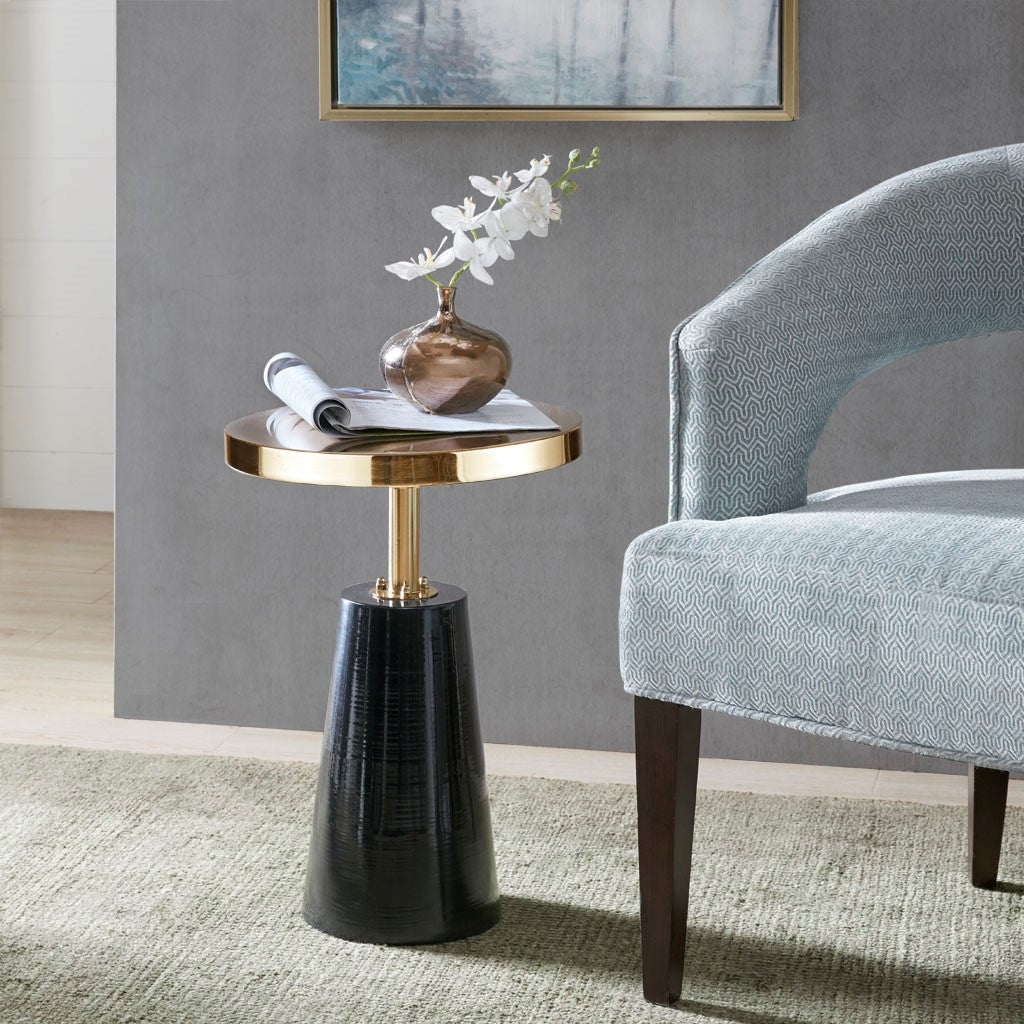 Sophia Round Pedestal Accent Side Table with Metal Base