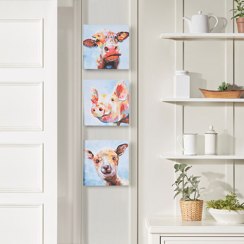 Farm Animals Printed Canvas 3 Piece Set