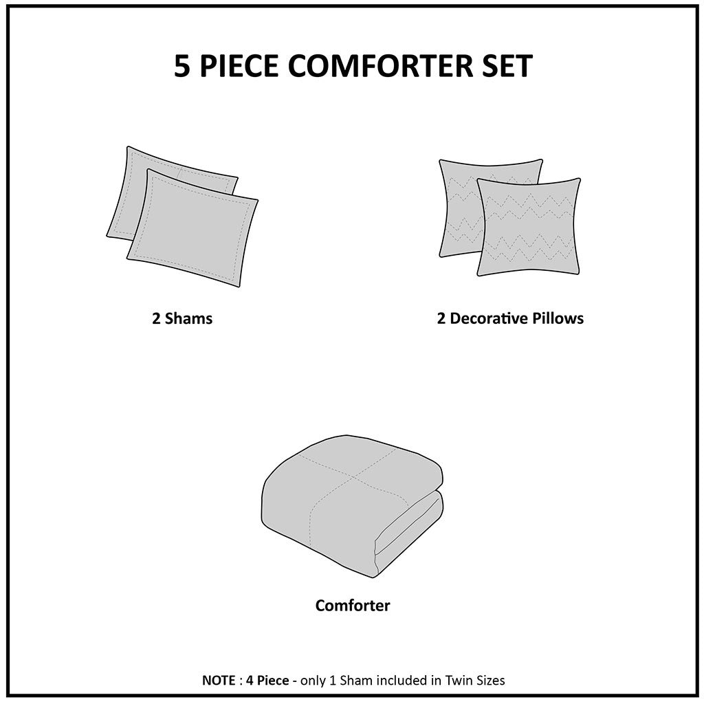 Allegany 5 Piece Jacquard Comforter Set