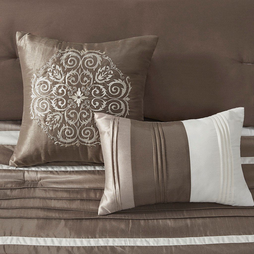 Blaire Tan 7-Piece Comforter Set Comforter Sets By Olliix/JLA HOME (E & E Co., Ltd)