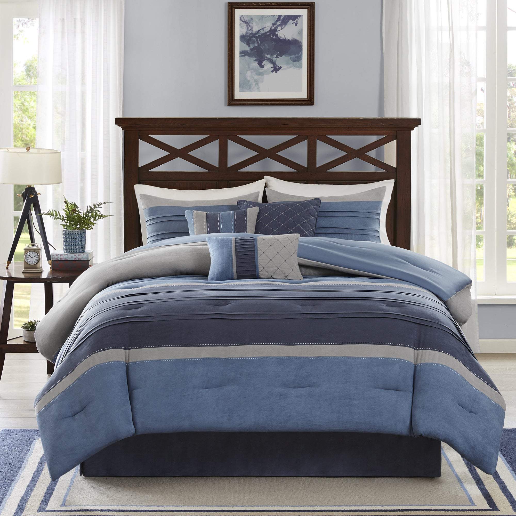 Collins Navy 7-Piece Comforter Set Comforter Sets By Olliix/JLA HOME (E & E Co., Ltd)