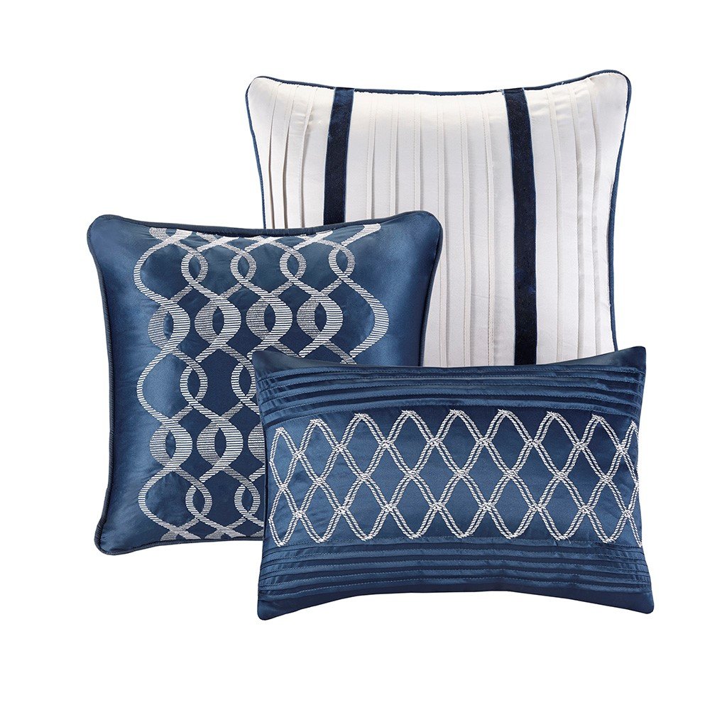Dolores Navy 7-Piece Comforter Set Comforter Sets By Olliix/JLA HOME (E & E Co., Ltd)