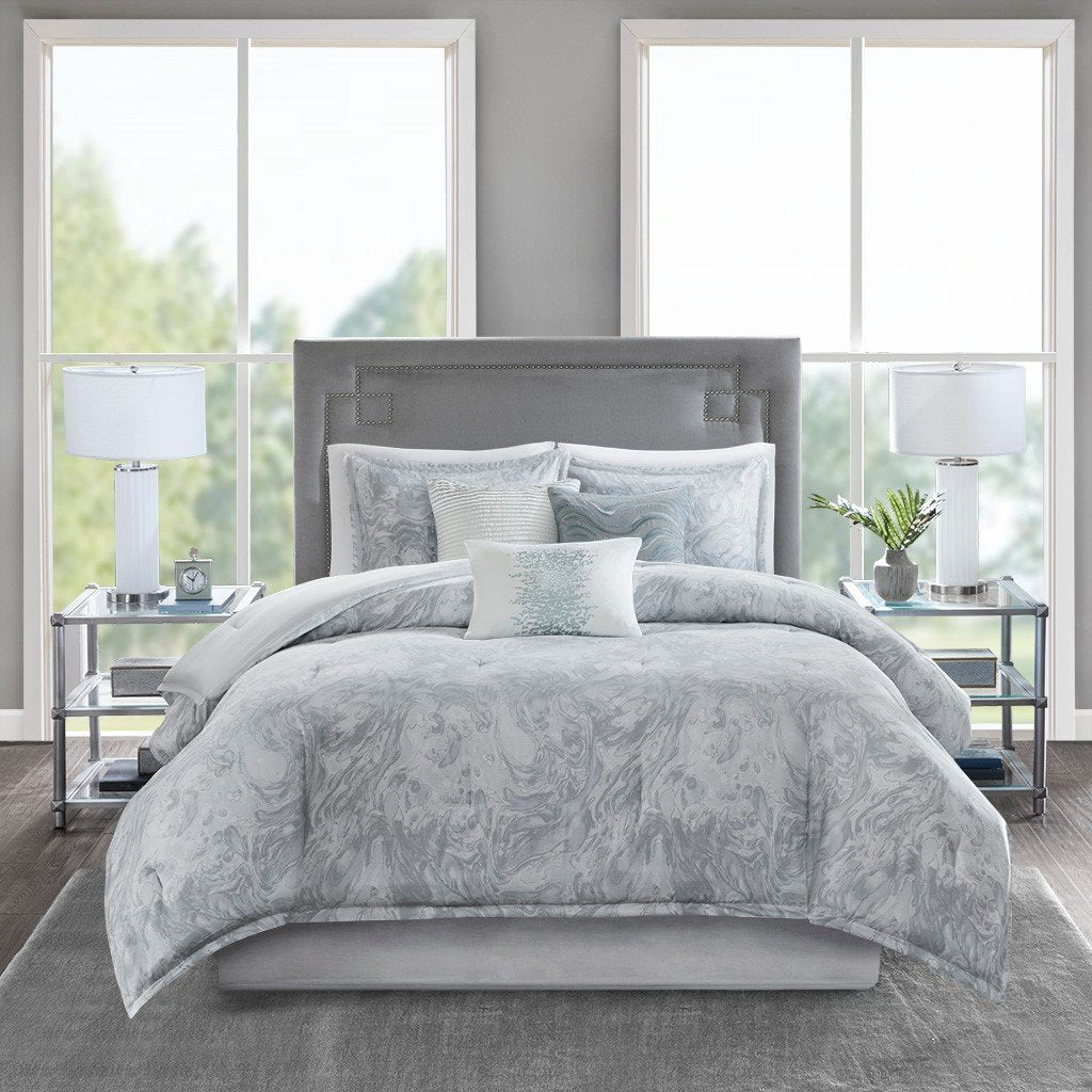 Emory Grey 7-Piece Comforter Set Comforter Sets By Olliix/JLA HOME (E & E Co., Ltd)