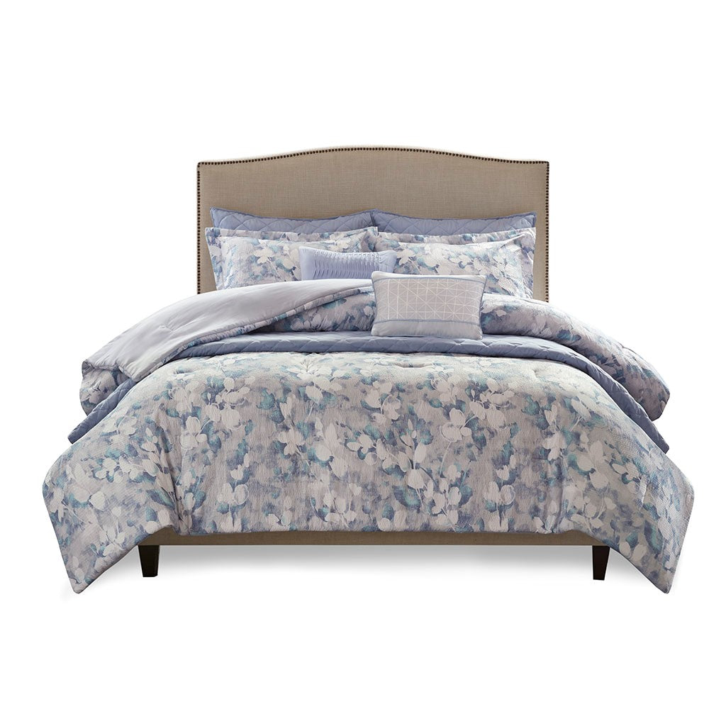 Erica 8 PC Printed Seersucker Comforter and Coverlet Set Collection