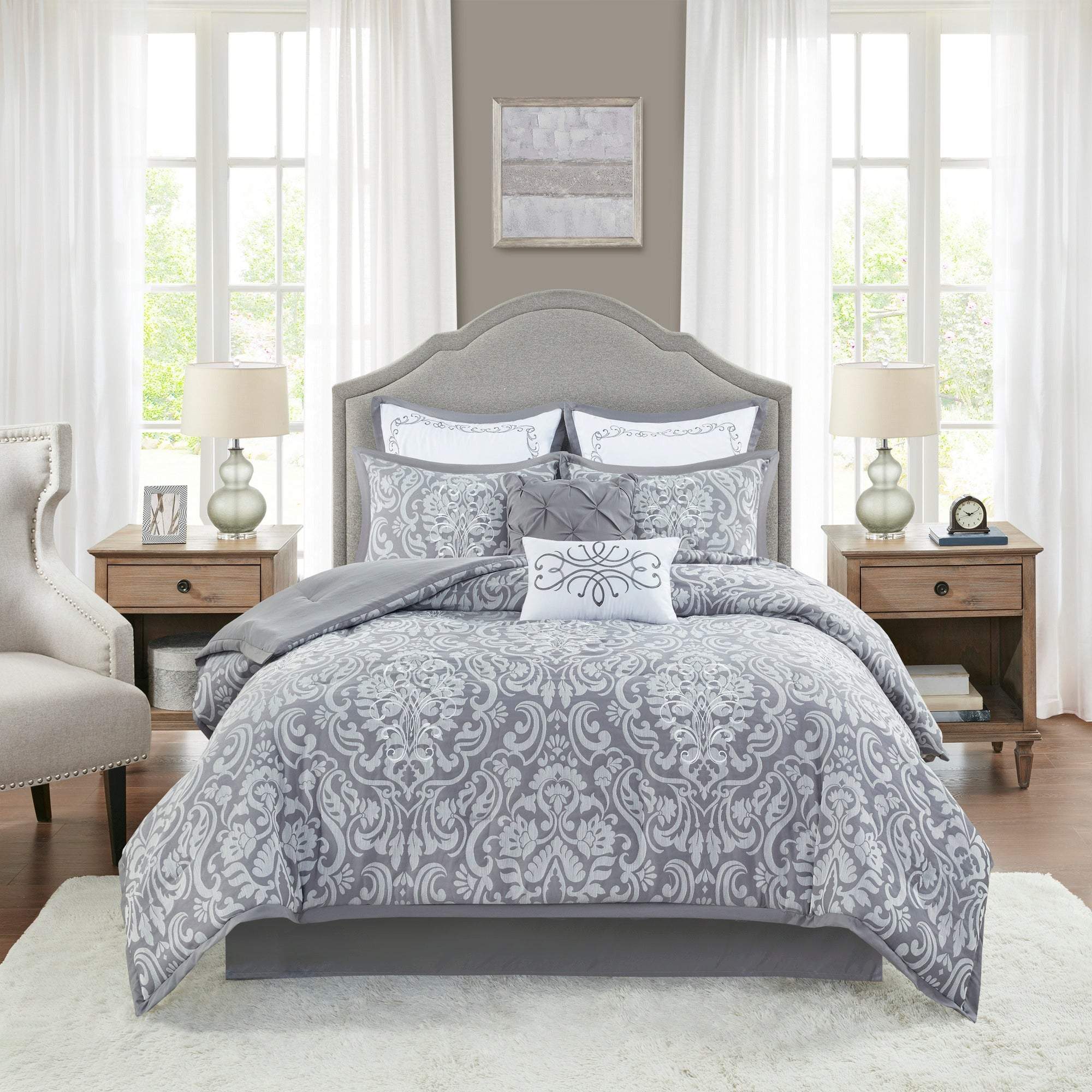 Flourish Gray 8-Piece Comforter Set Comforter Sets By Olliix/JLA HOME (E & E Co., Ltd)