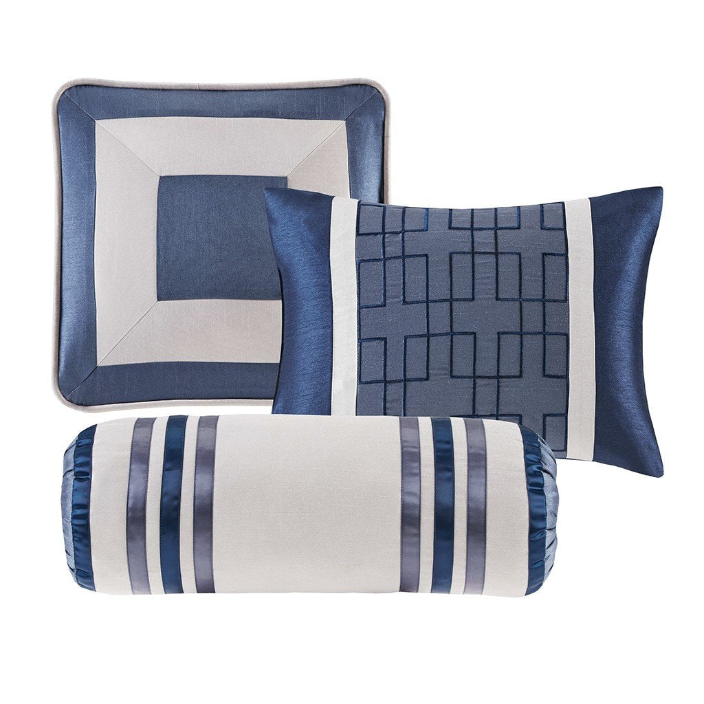 Genevieve Navy 7-Piece Comforter Set Comforter Sets By Olliix/JLA HOME (E & E Co., Ltd)