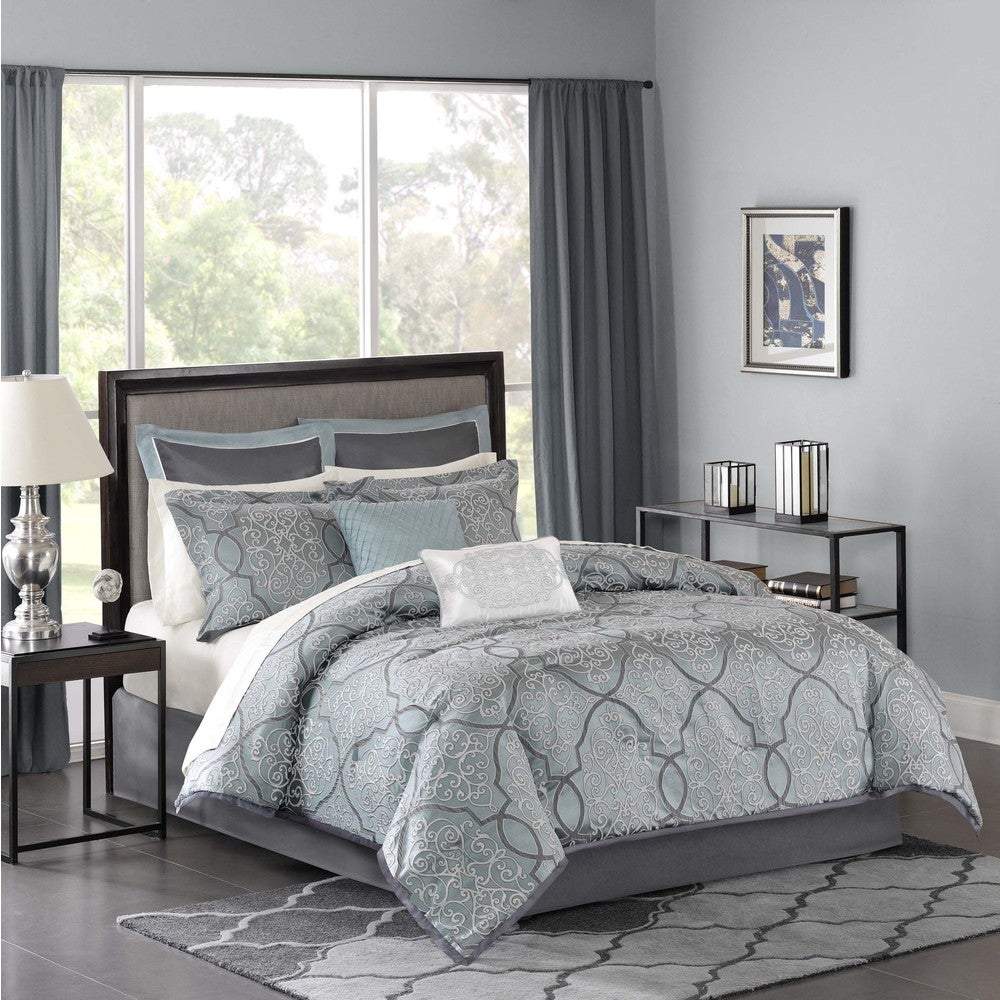 Lavine Blue 12-Piece Comforter Set Comforter Sets By Olliix/JLA HOME (E & E Co., Ltd)