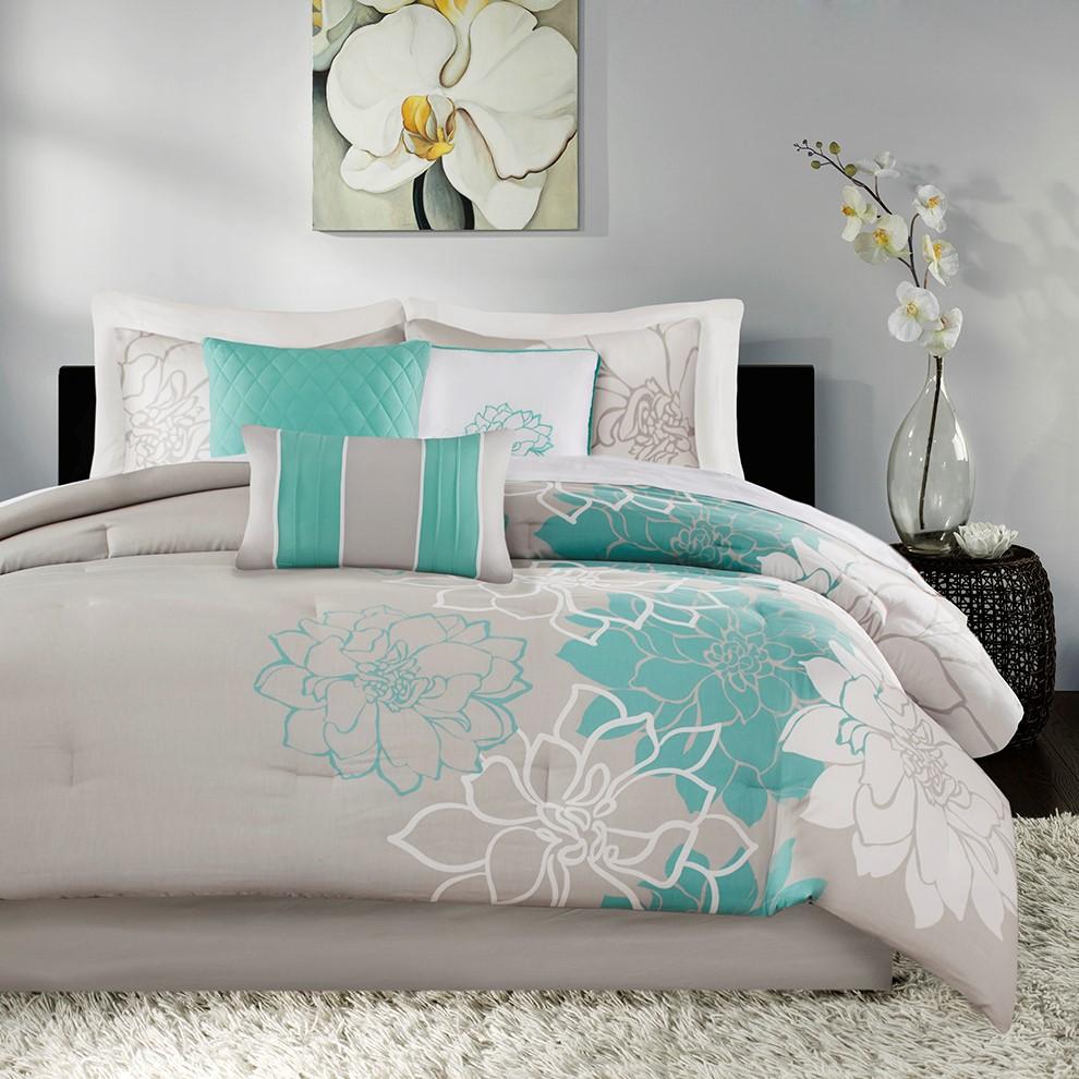 Lola Aqua 7-Piece Comforter Set Comforter Sets By Olliix/JLA HOME (E & E Co., Ltd)