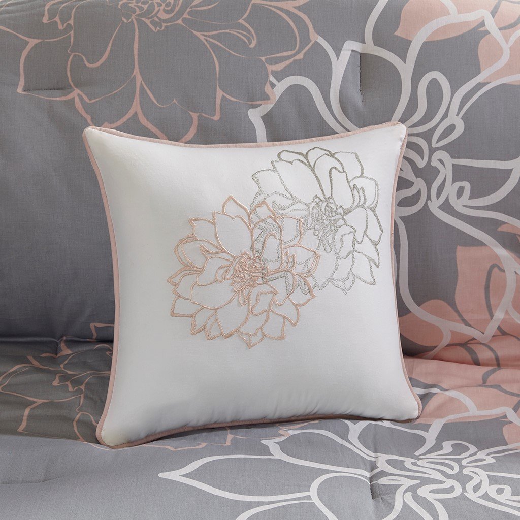 Lola Grey/Blush 7-Piece Comforter Set Comforter Sets By Olliix/JLA HOME (E & E Co., Ltd)
