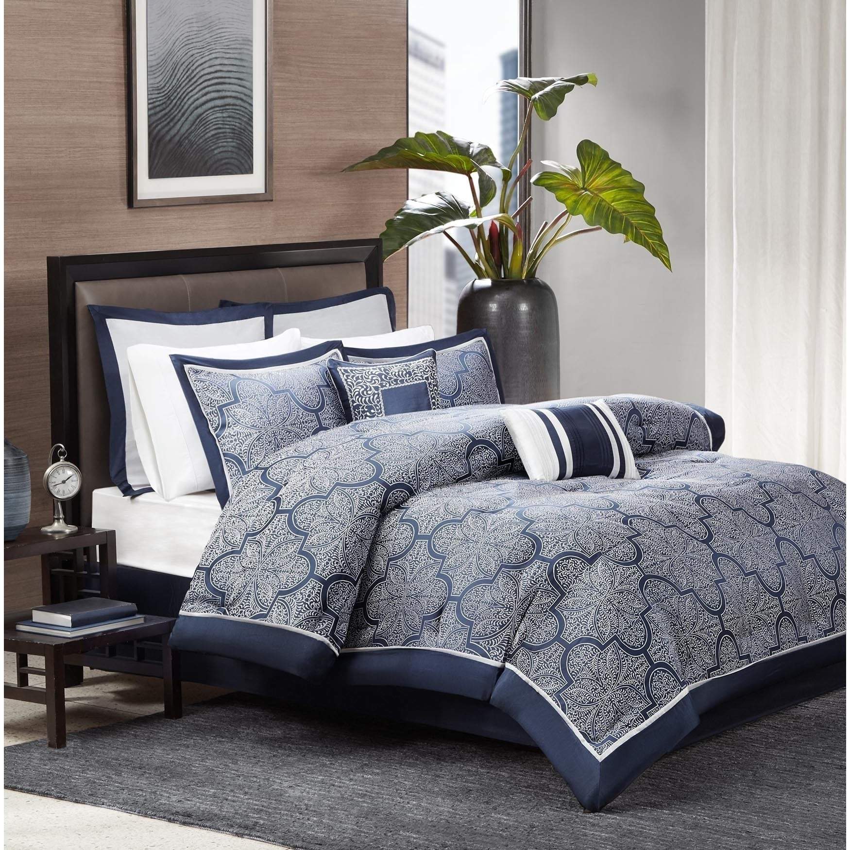 Medina Navy 8-Piece Comforter Set Comforter Sets By Olliix/JLA HOME (E & E Co., Ltd)