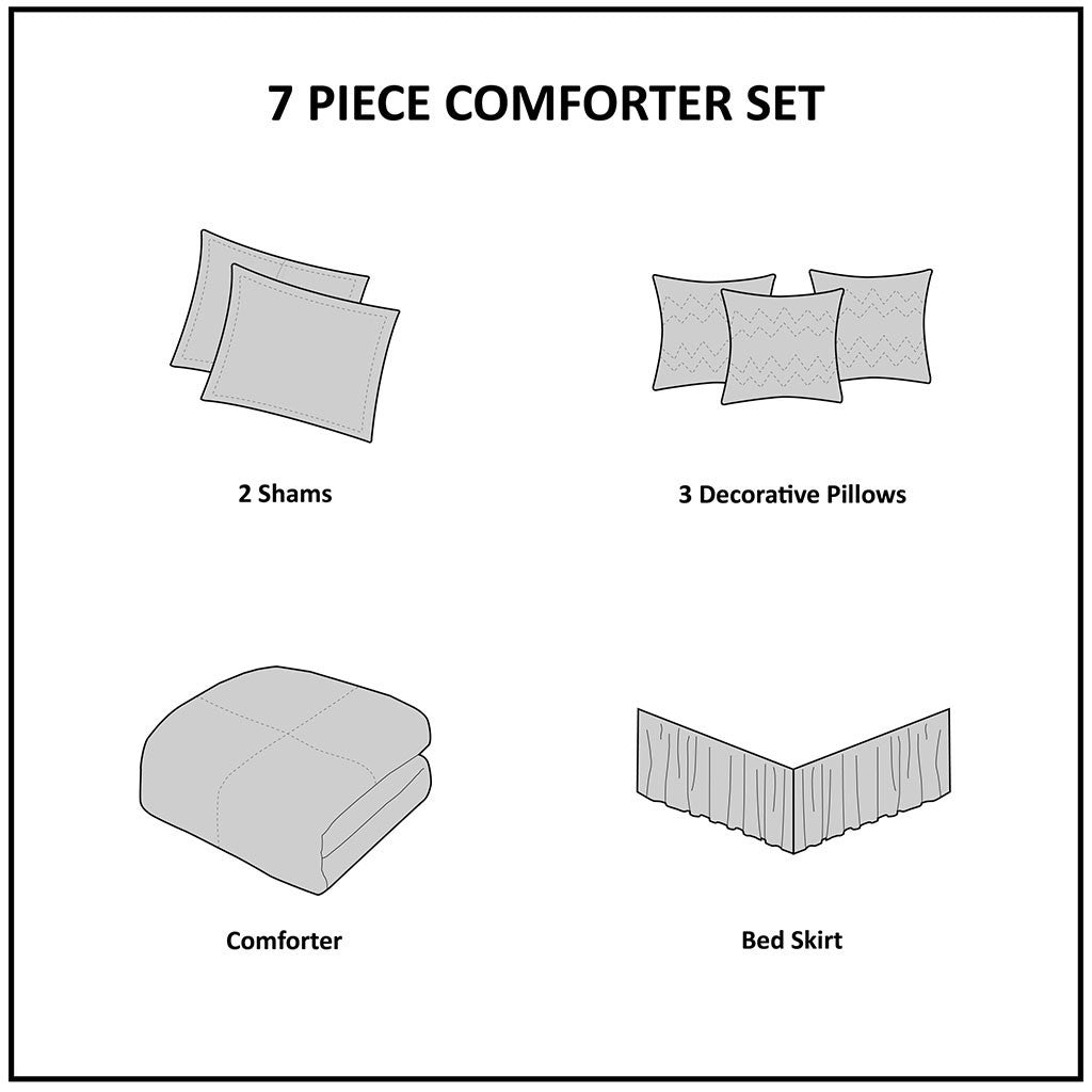 Midnight Garden 7 Piece Metallic Print Comforter Set