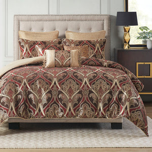 Royale Jacquard Comforter Set with Euro Shams and Dec Pillows