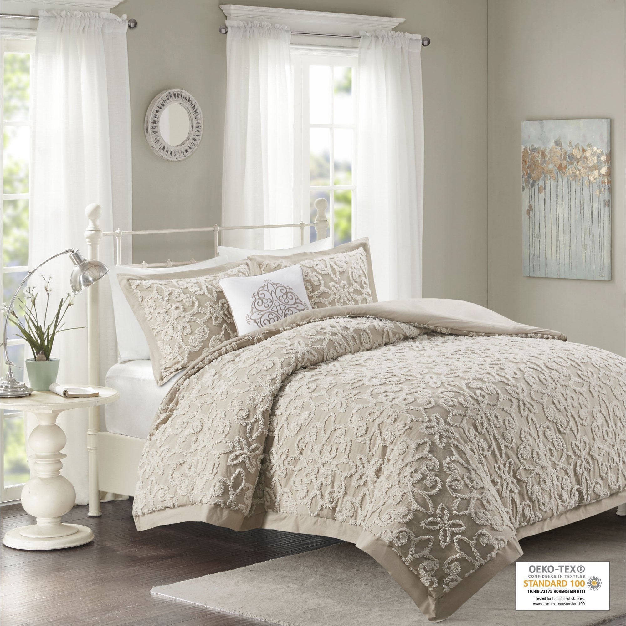 Sabrina Taupe 4-Piece Comforter Set Comforter Sets By Olliix/JLA HOME (E & E Co., Ltd)