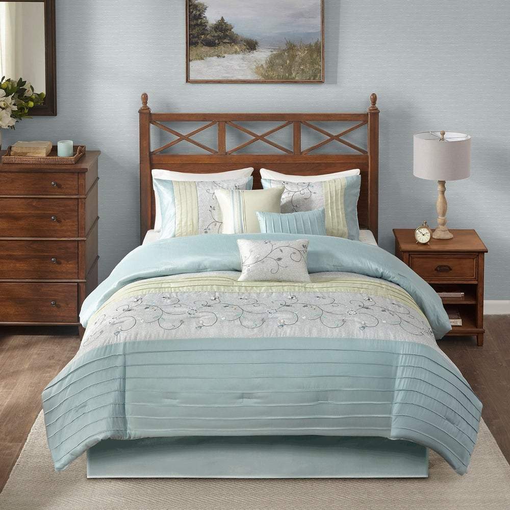 Serene Aqua 7-Piece Comforter Set Comforter Sets By Olliix/JLA HOME (E & E Co., Ltd)