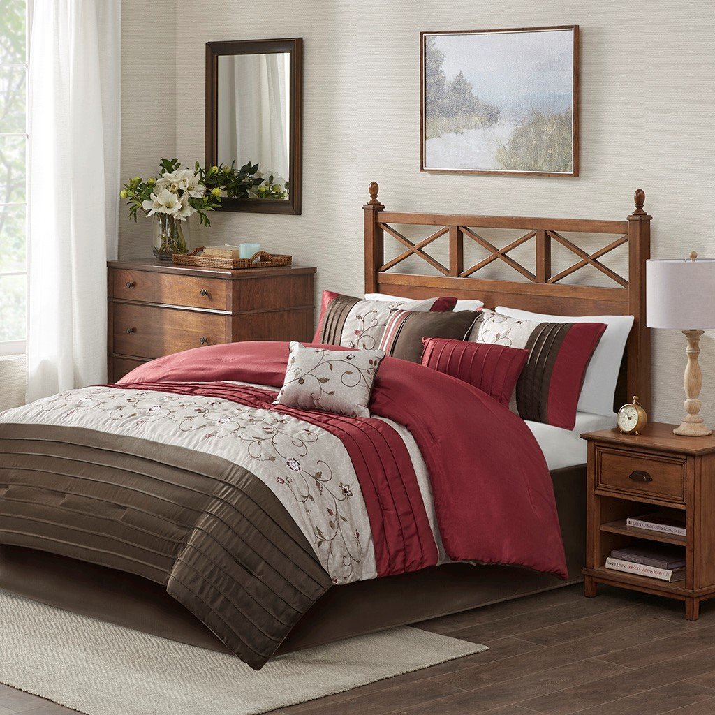 Serene Red 7-Piece Comforter Set Comforter Sets By Olliix/JLA HOME (E & E Co., Ltd)