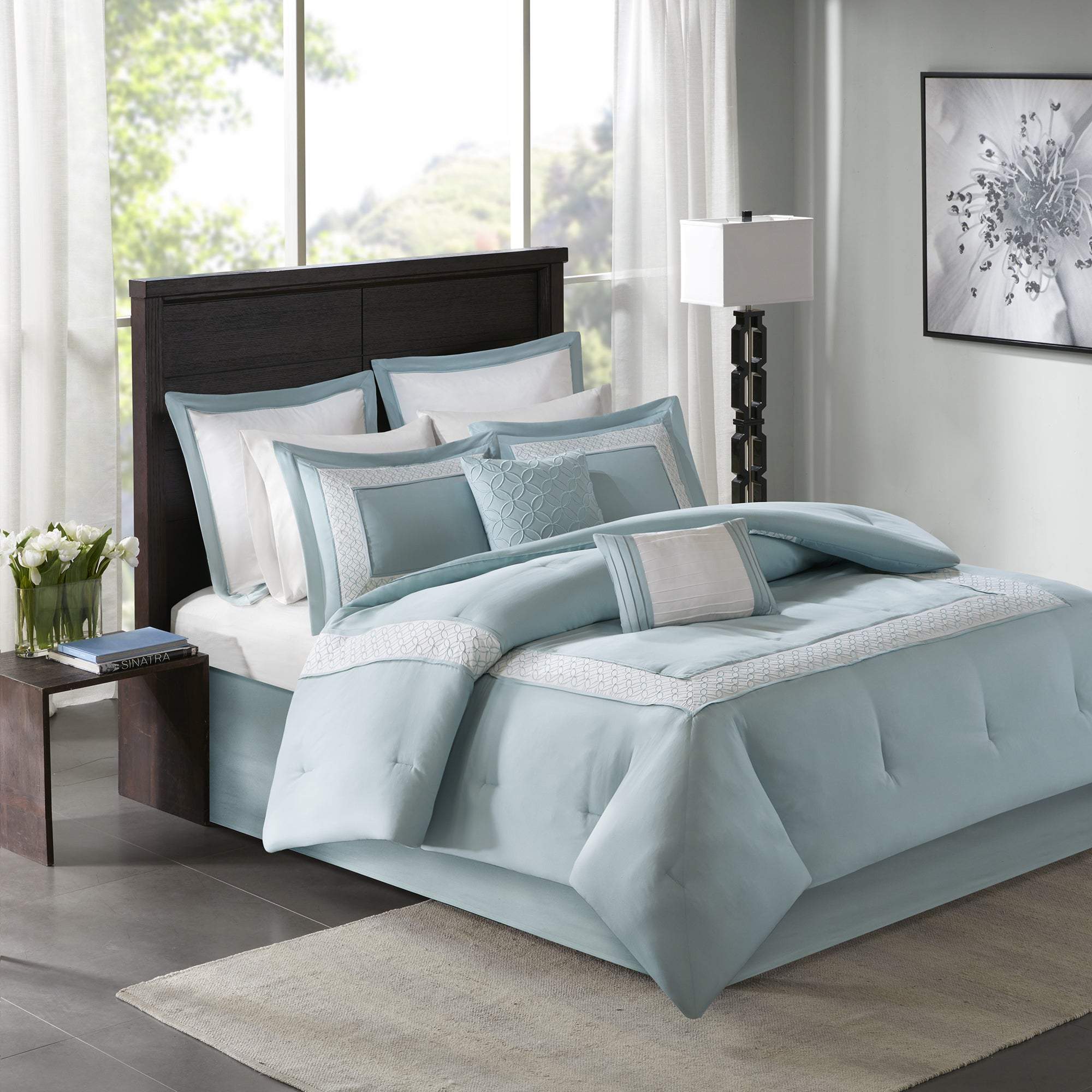 Stratford Aqua 8-Piece Comforter Set Comforter Sets By Olliix/JLA HOME (E & E Co., Ltd)