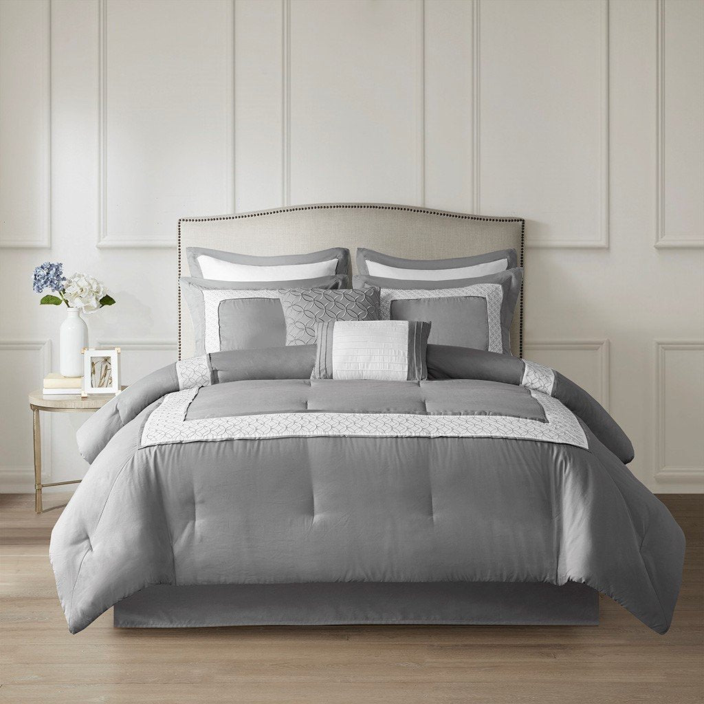 Stratford Grey 8-Piece Comforter Set Comforter Sets By Olliix/JLA HOME (E & E Co., Ltd)