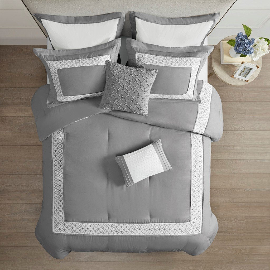 Stratford Grey 8-Piece Comforter Set Comforter Sets By Olliix/JLA HOME (E & E Co., Ltd)
