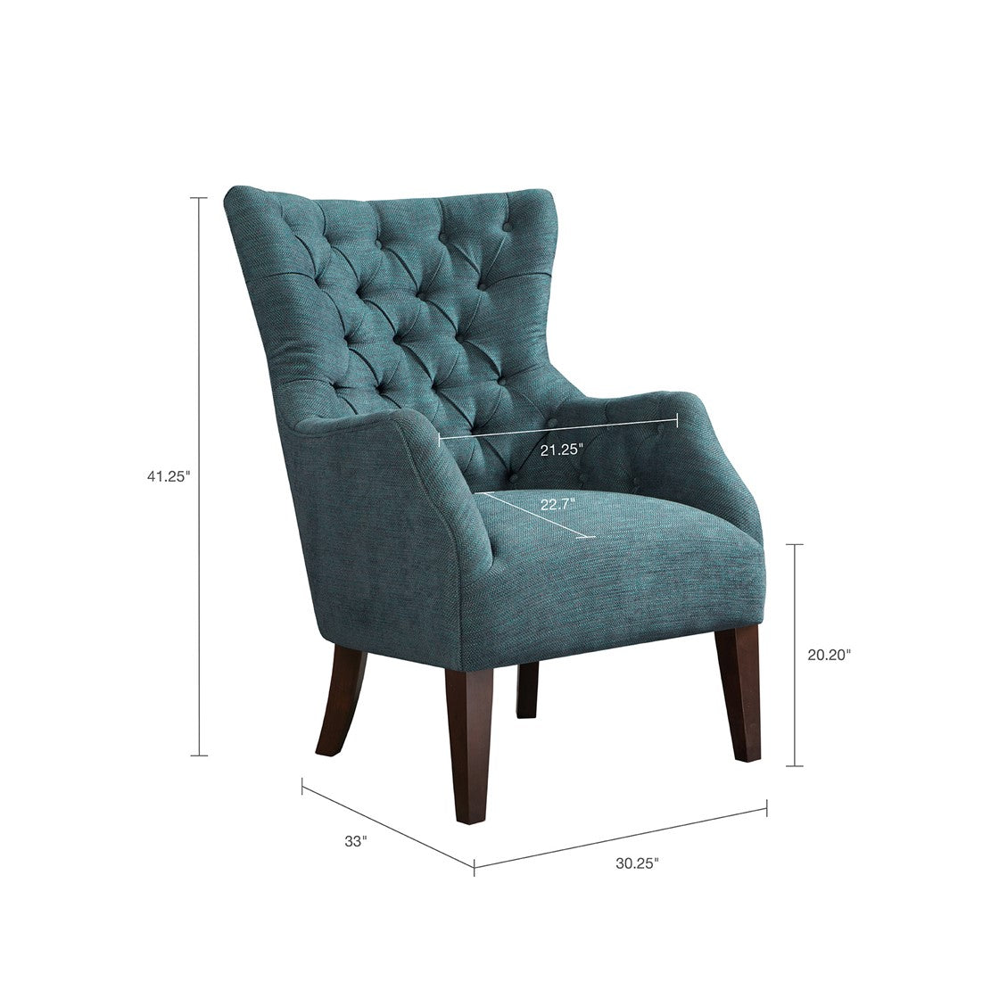 Hannah Button Tufted Teal Wing Chair