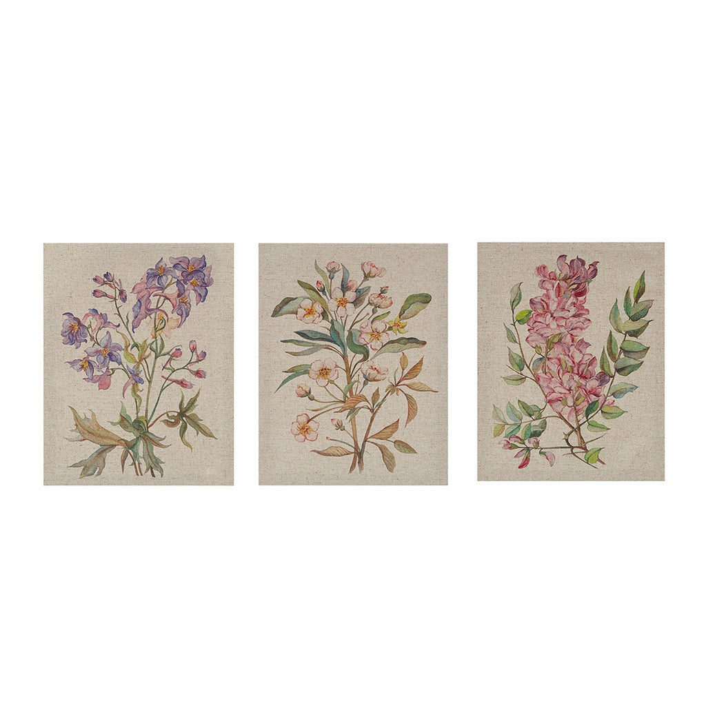 Linen Botanicals Printed Linen Canvas Set of 3