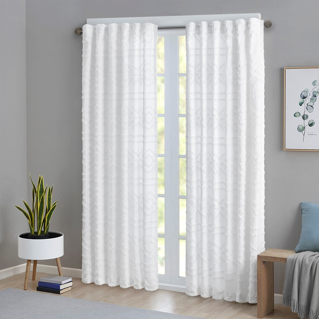 Annie Solid Clipped Jacquard Window Curtain