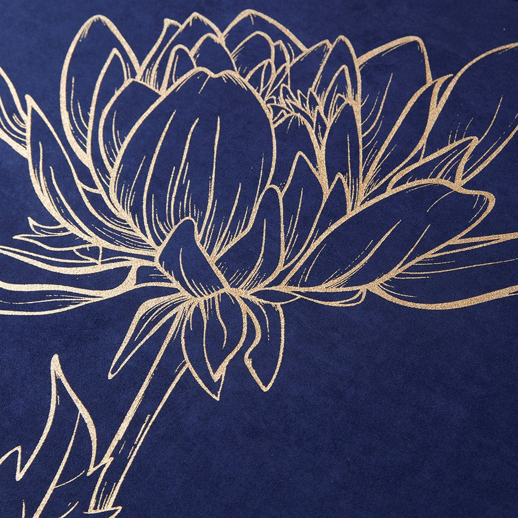 Velvet Lotus Framed Velour Canvas with Gold Foil