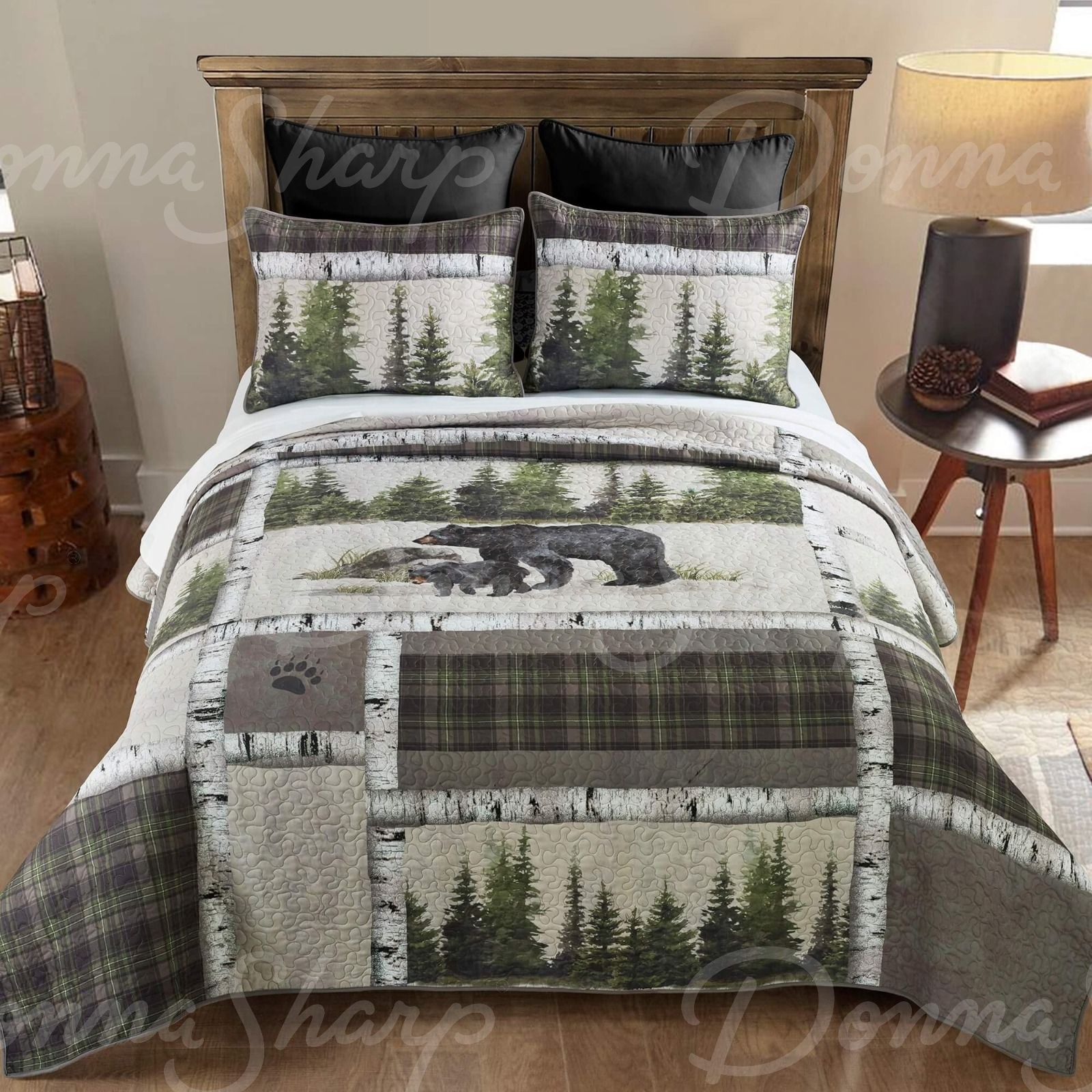Bear Panels Quilted Bedding Set