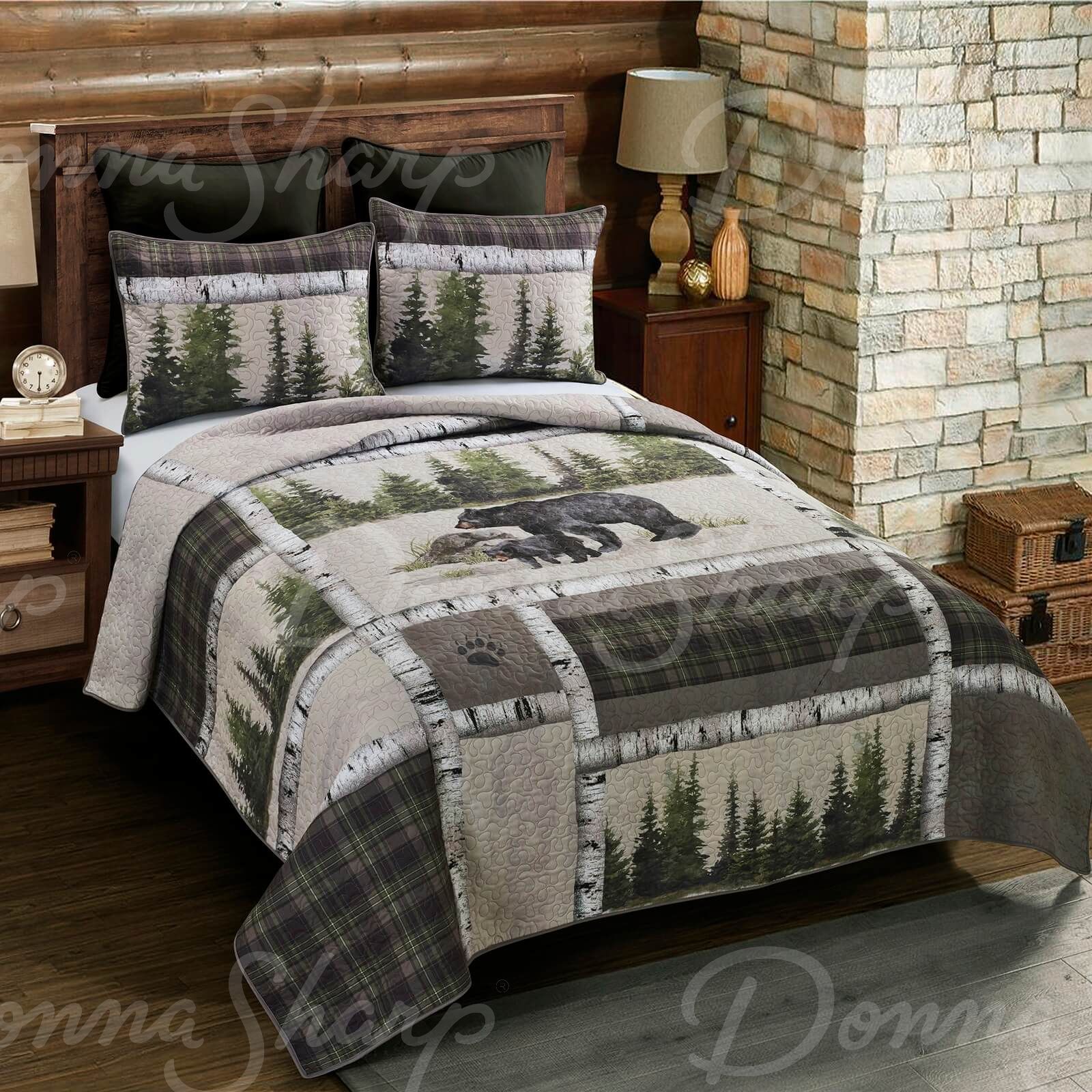 Bear Panels Quilted Bedding Set