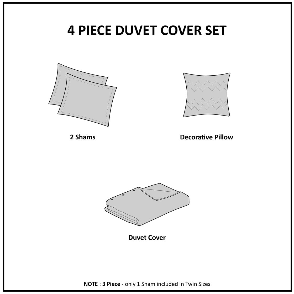Kristie Iridescent Metallic Heart Printed Duvet Cover Set