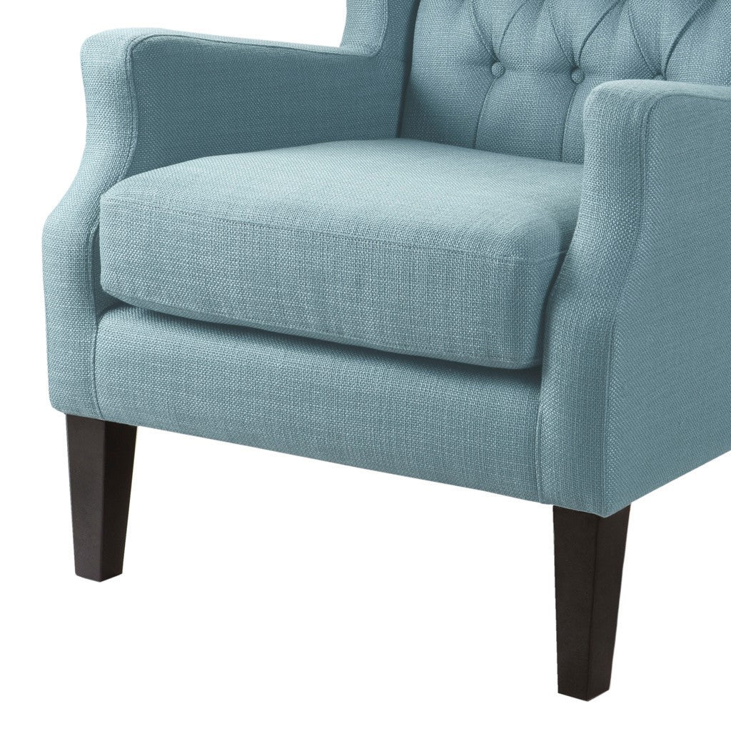 Maxwell Button Tufted Blue Wing Chair